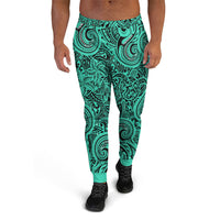 Polynesian Wave Jogger - Polynesian Wave Tattoo With Sea Turtle And Hibiscus Turquoise - Polynesian Pride