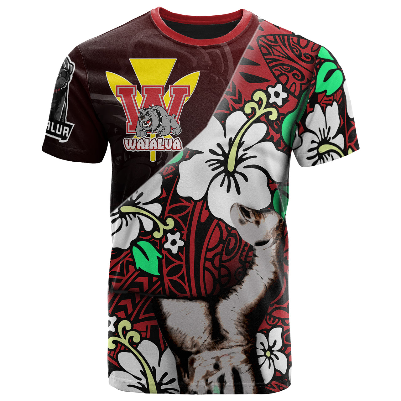 Hawaii Waialua School Polynesian Patronage T Shirt The Waialua High & Intermediate School Bloods In My Veins LT10 Red - Polynesian Pride