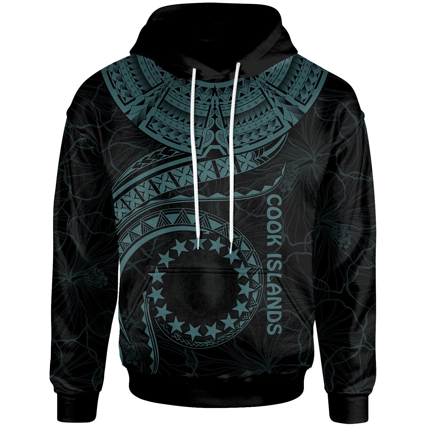 Cook Islands Polynesian Hoodie Waves (Turquoise) Unisex Turquoise - Polynesian Pride