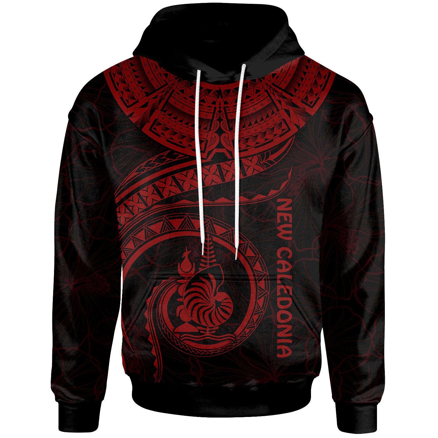 New Caledonia Polynesian Hoodie New Caledonia Waves (Red) Unisex Red - Polynesian Pride