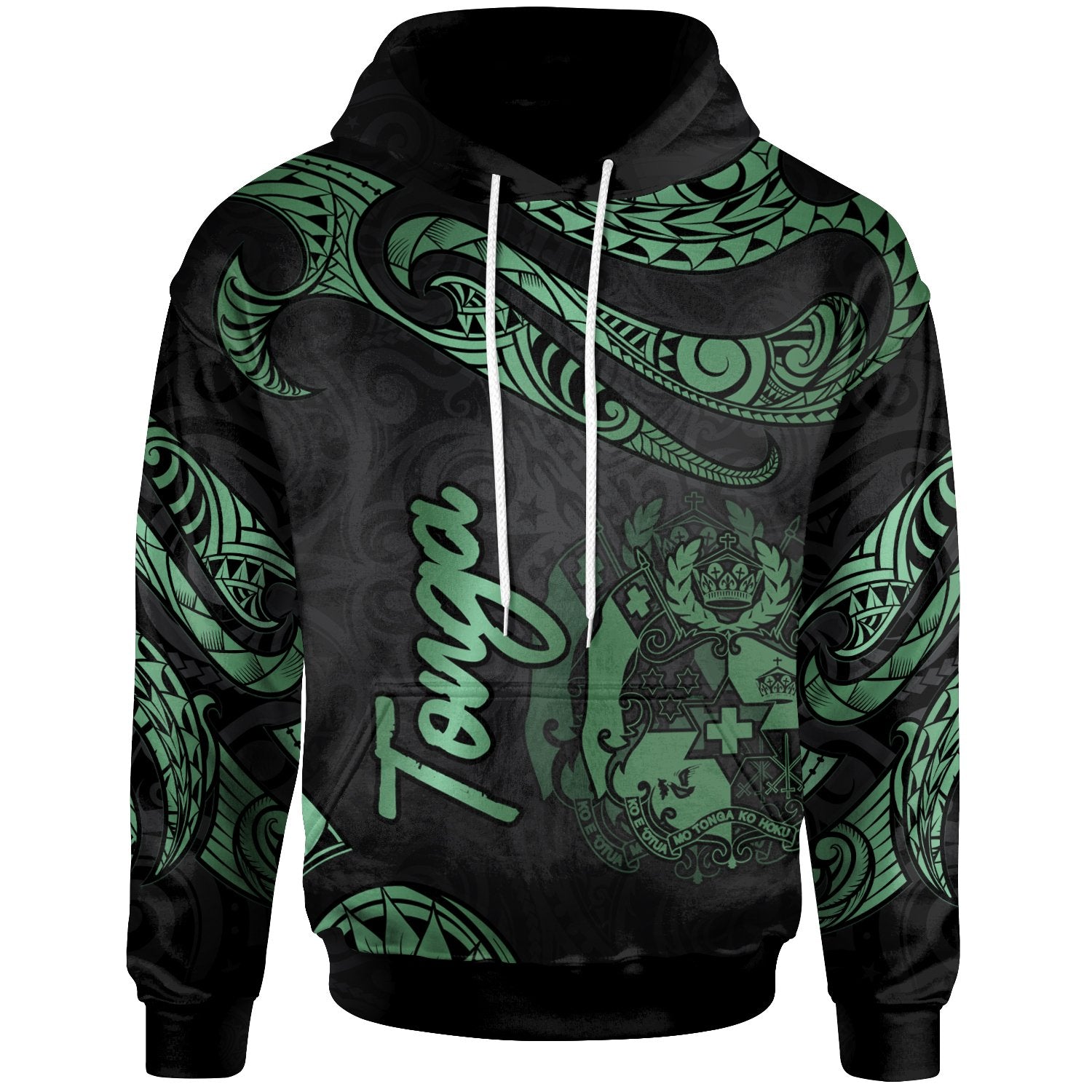 Tonga Hoodie Polynesian Tattoo Green Version Unisex Green - Polynesian Pride