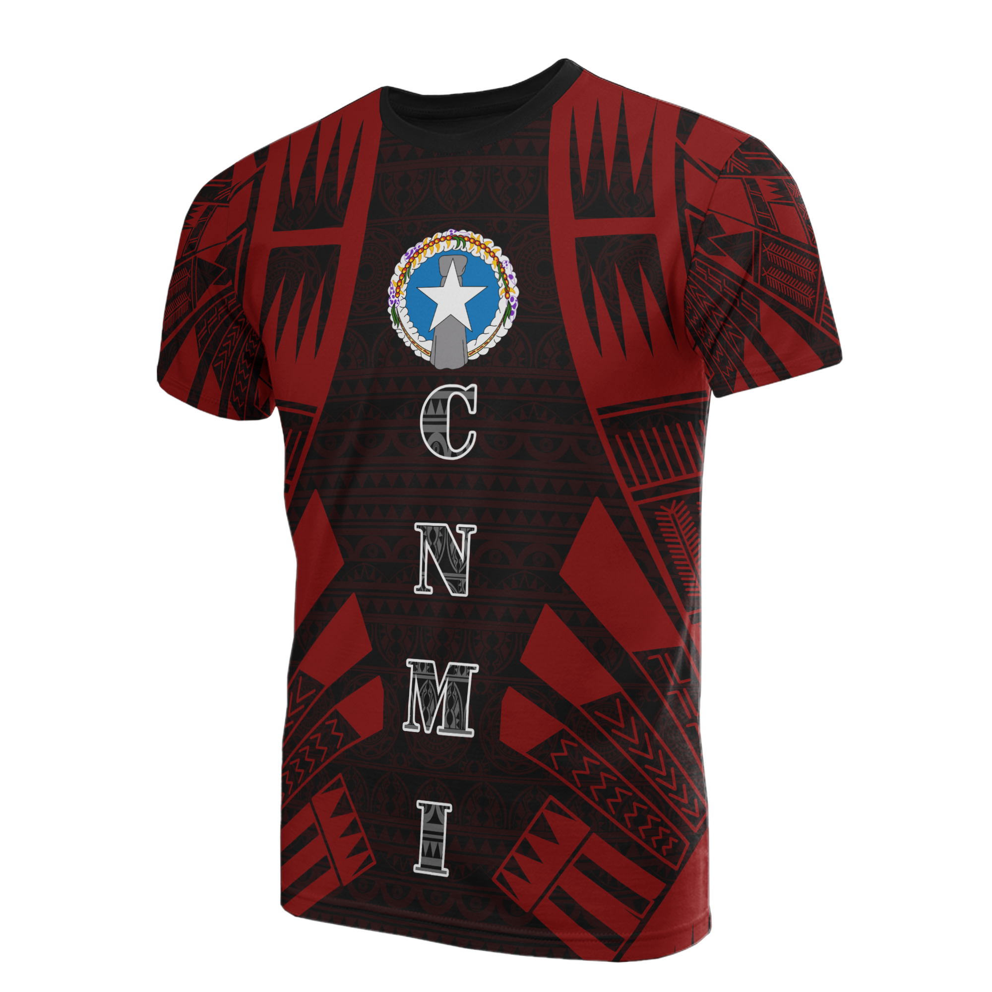 Northern Mariana Islands T Shirt C N M I FLag Polynesian Tattoo Red Style Unisex Red - Polynesian Pride