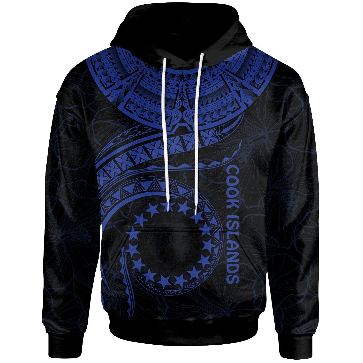 Cook Islands Polynesian Hoodie Waves (Blue) Unisex Blue - Polynesian Pride