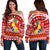 Tonga Kilisimasi Fiefia Off Shoulder Sweater Merry Christmas with Tongan Pattern LT13 Red - Polynesian Pride