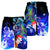 Vanuatu Men's Shorts - Humpback Whale with Tropical Flowers (Blue) - Polynesian Pride