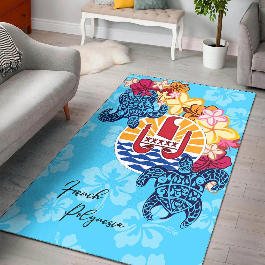 French Polynesia Area Rug - Tropical Style Blue - Polynesian Pride