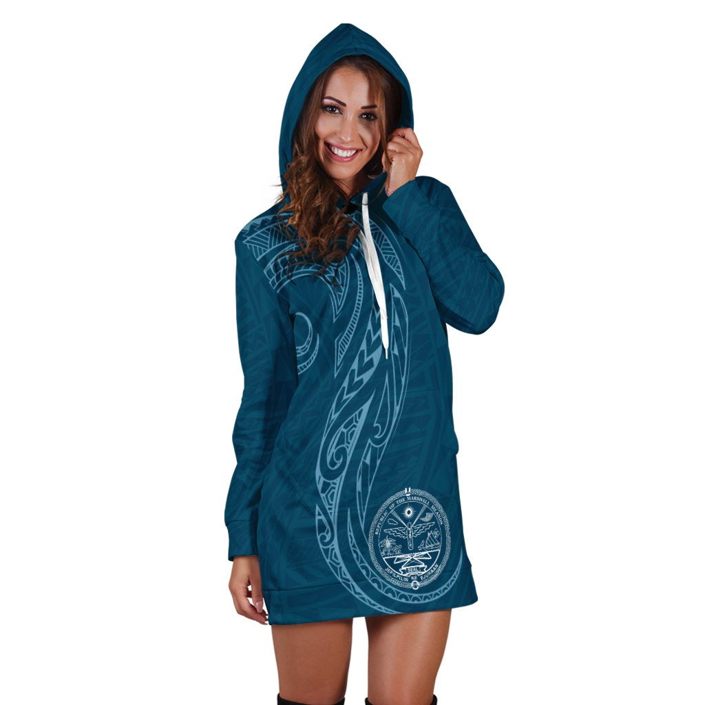 Marshall Islands Hoodie Dress - Polynesian Style Blue - Polynesian Pride