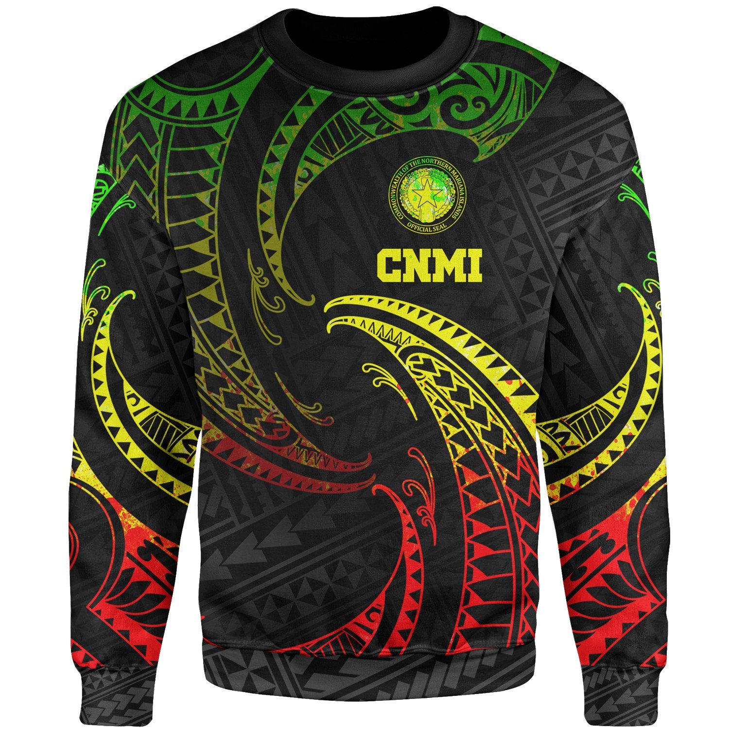 Northern Mariana Islands Polynesian Sweater - Reggae Tribal Wave Unisex Reggae - Polynesian Pride