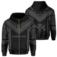 Hawaii Kanaka Polynesian Zip up Hoodie Active Grey Unisex Grey - Polynesian Pride
