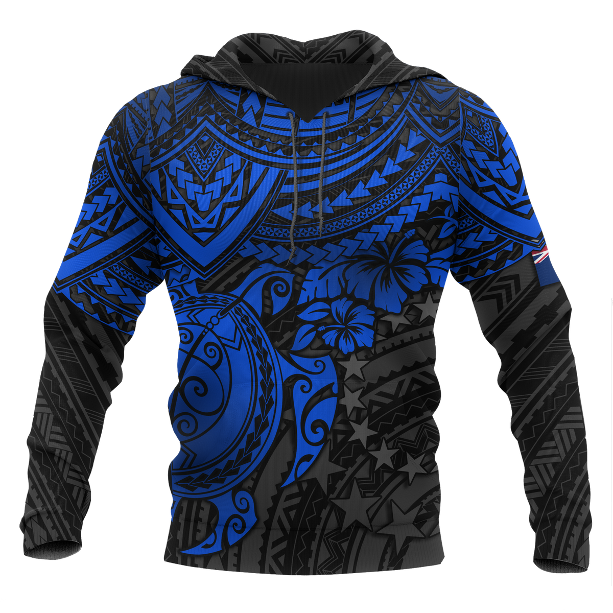 Cook Islands Polynesian Hoodie Blue Turtle Unisex Blue - Polynesian Pride