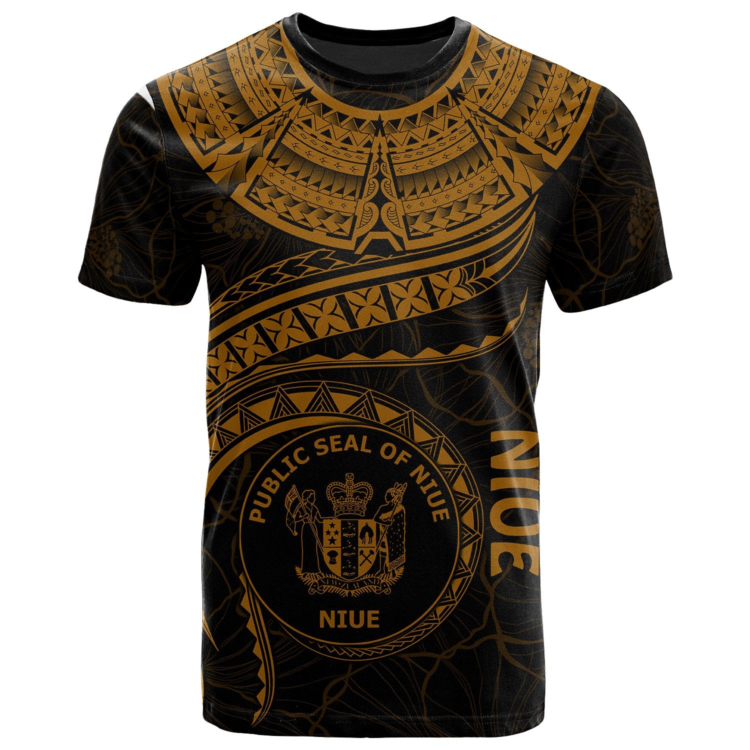 Niue Polynesian T Shirt Niue Waves (Golden) Unisex Golden - Polynesian Pride