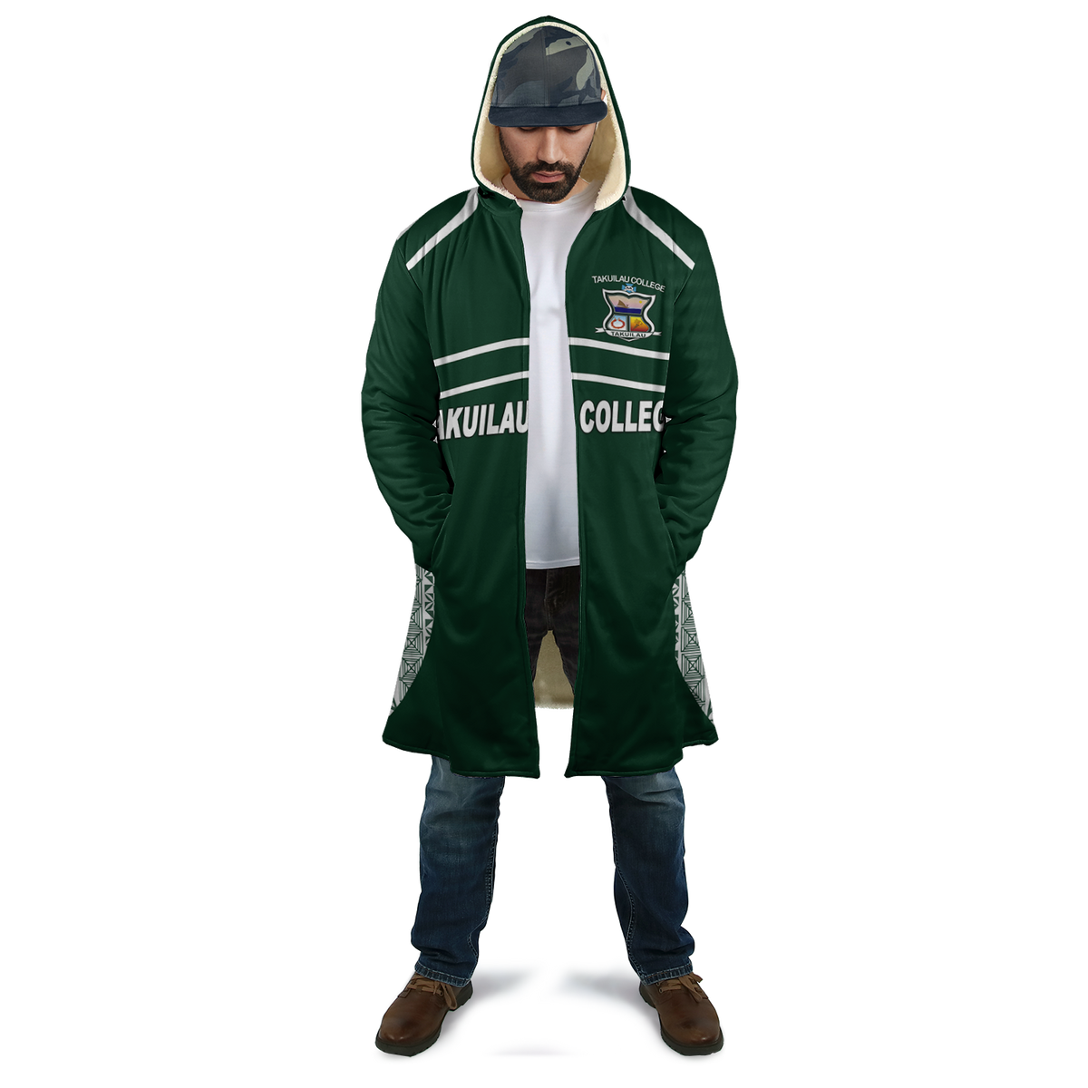 Takuilau College Tongan Patterns Cloaks - LT12 Unisex Green - Polynesian Pride