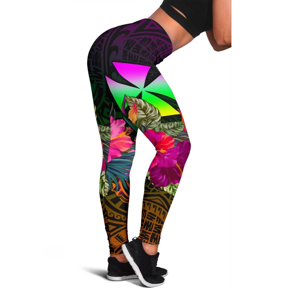 Wallis and Futuna Personalised Women's Leggings - Summer Hibiscus Reggae - Polynesian Pride