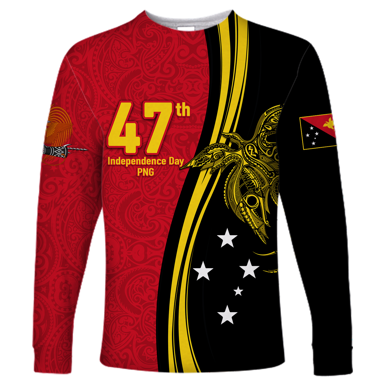 Papua New Guinea Independence Anniversary Polynesian Tribal Long Sleeve Shirt - LT12 Unisex Black - Polynesian Pride