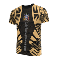 Norfolk Island T Shirt Norfolk Island Coat Of Arms Polynesian Tattoo Gold Style Unisex Black-Gold - Polynesian Pride