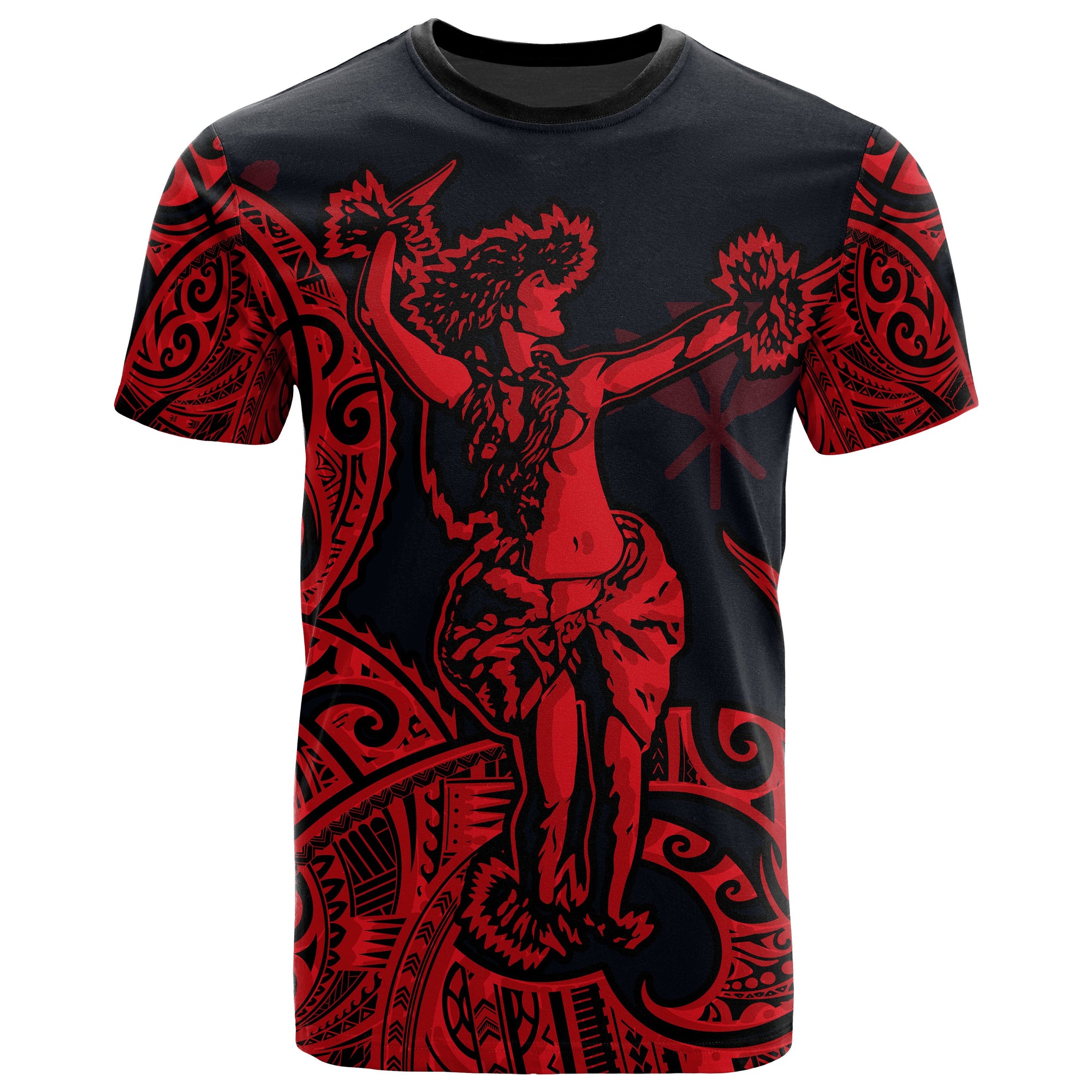 Polynesian Hawaii T Shirt Hula Girl Red Unisex Red - Polynesian Pride