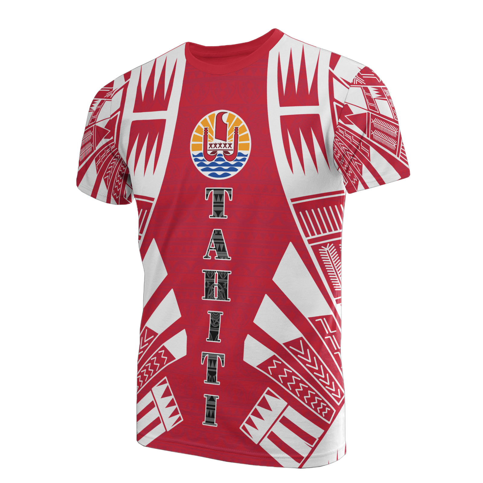 Tahiti T Shirt Tahiti Flag Tattoo Polynesian Red Style Unisex Red - Polynesian Pride