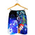 Tahiti Custom Personalised Men's Shorts - Humpback Whale with Tropical Flowers (Blue) - Polynesian Pride