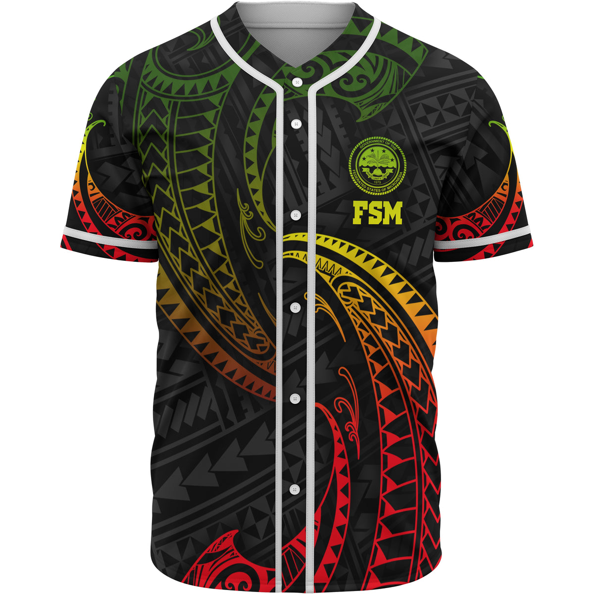 Federated States Of Micronesia Polynesian Baseball Shirt - Reggae Tribal Wave Unisex Reggae - Polynesian Pride