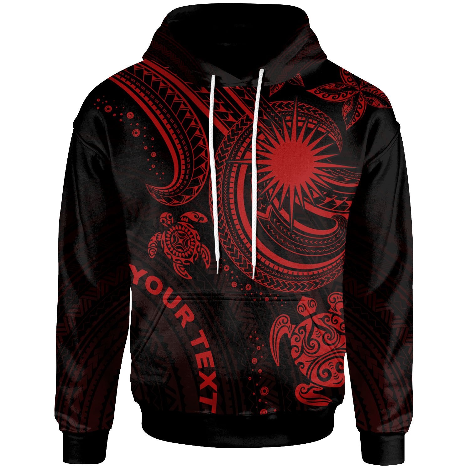 Marshall Islands Custom Hoodie Red Turtle Unisex Red - Polynesian Pride