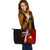 Papua New Guinea Polynesian Leather Tote Bag - Coat Of Arm With Hibiscus Red - Polynesian Pride