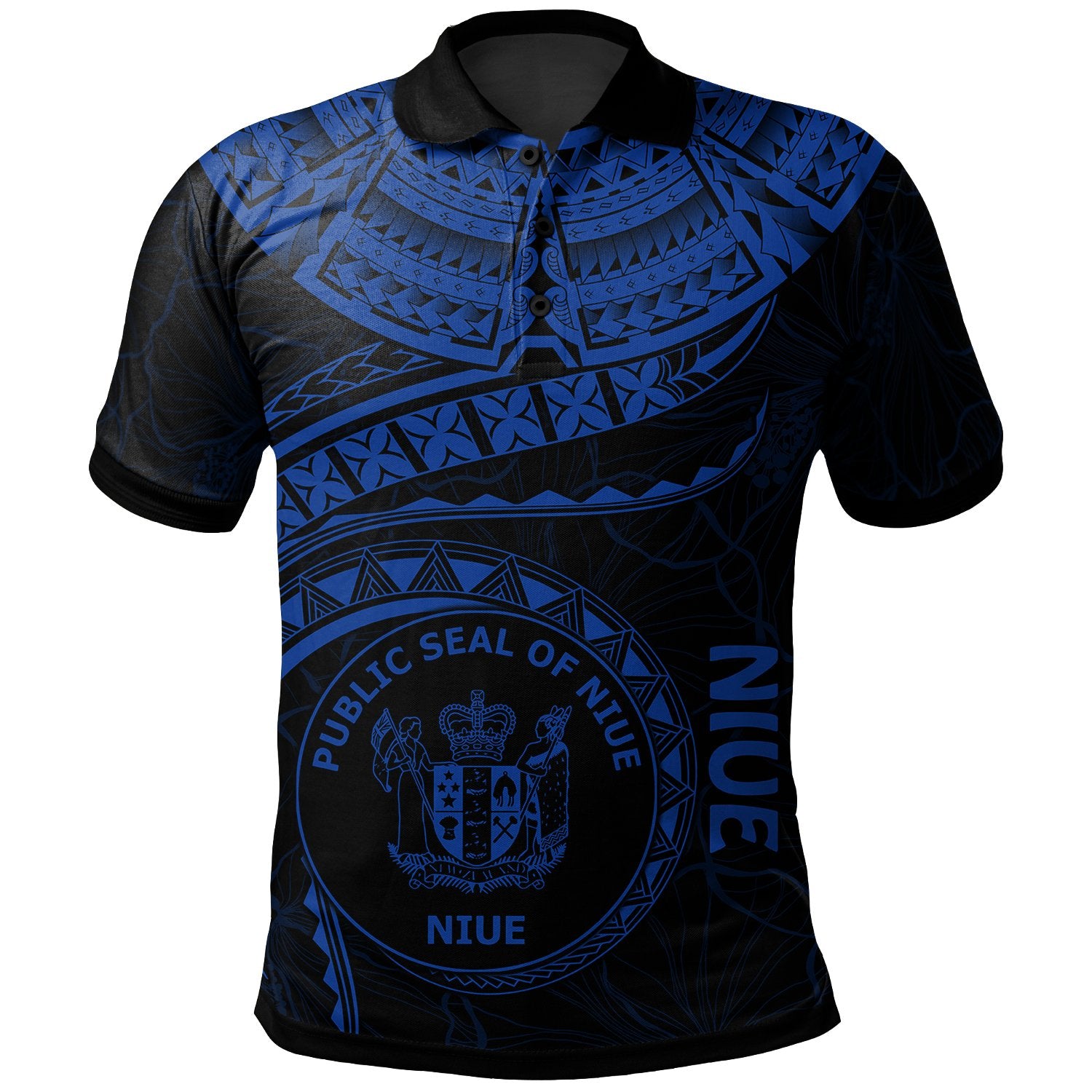 Niue Polynesian Polo Shirt Niue Waves (Blue) Unisex Blue - Polynesian Pride