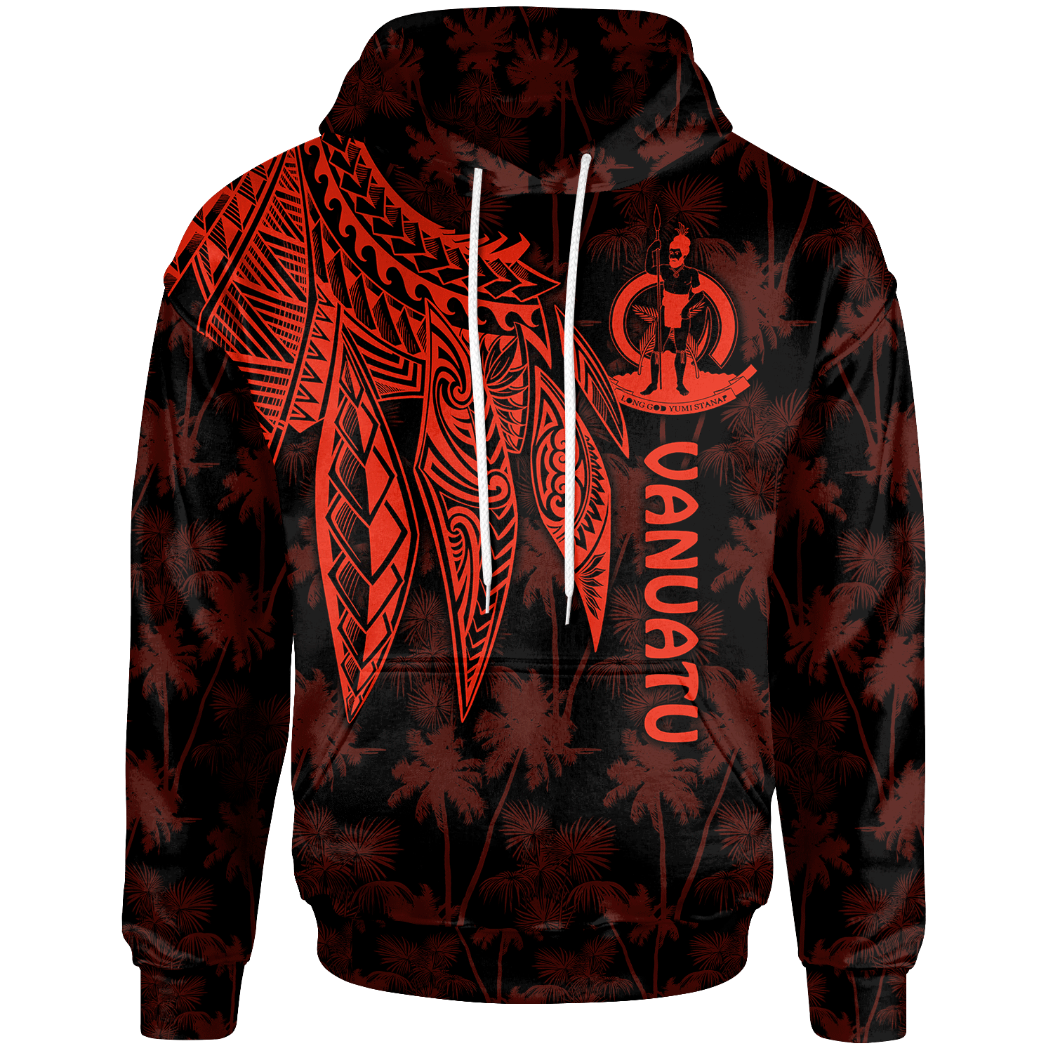 Vanuatu Hoodie Polynesian Wings (Red) Unisex Red - Polynesian Pride