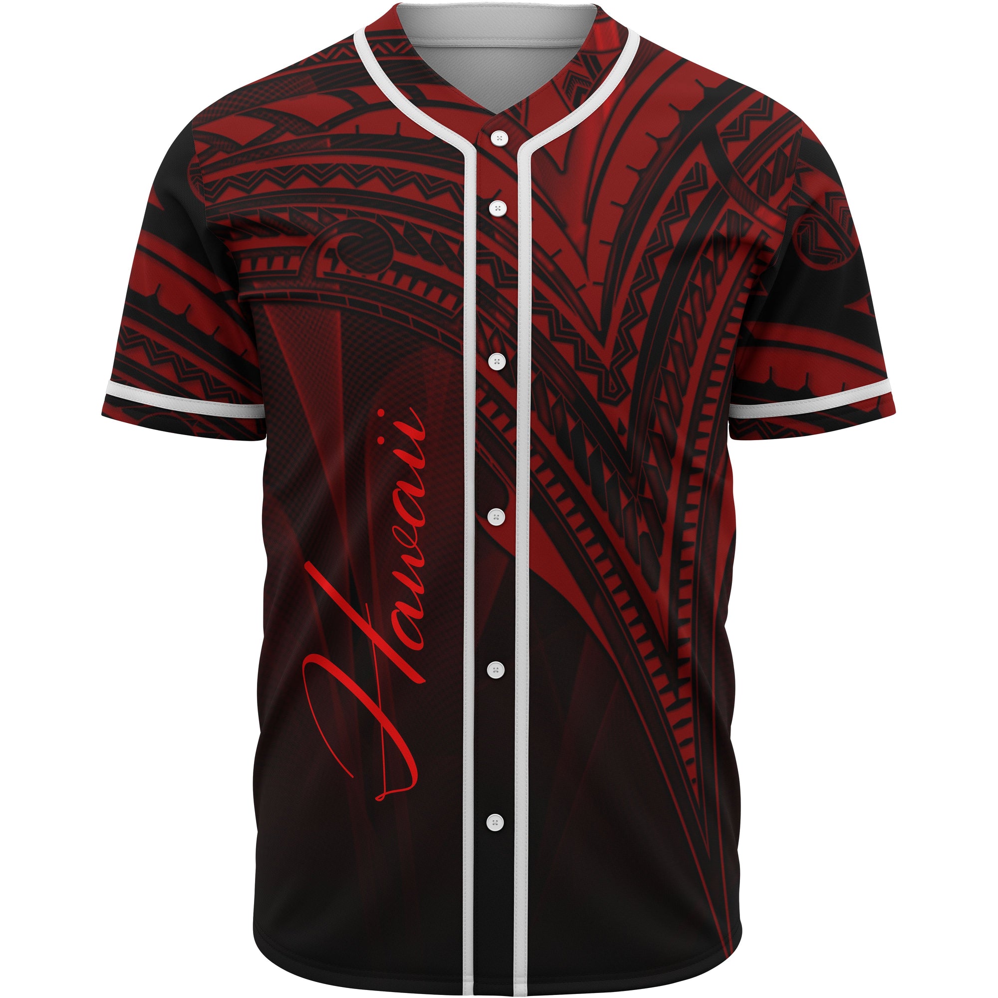 Hawaii Baseball Shirt - Red Color Cross Style Unisex Black - Polynesian Pride