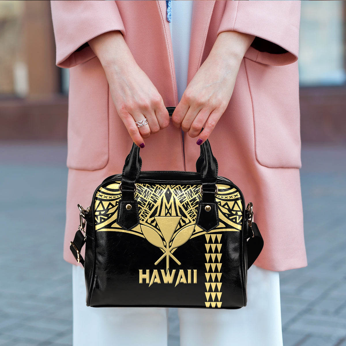 Hawaii Polynesian Gold Tribal Shoulder Handbag - LT12 - Polynesian Pride