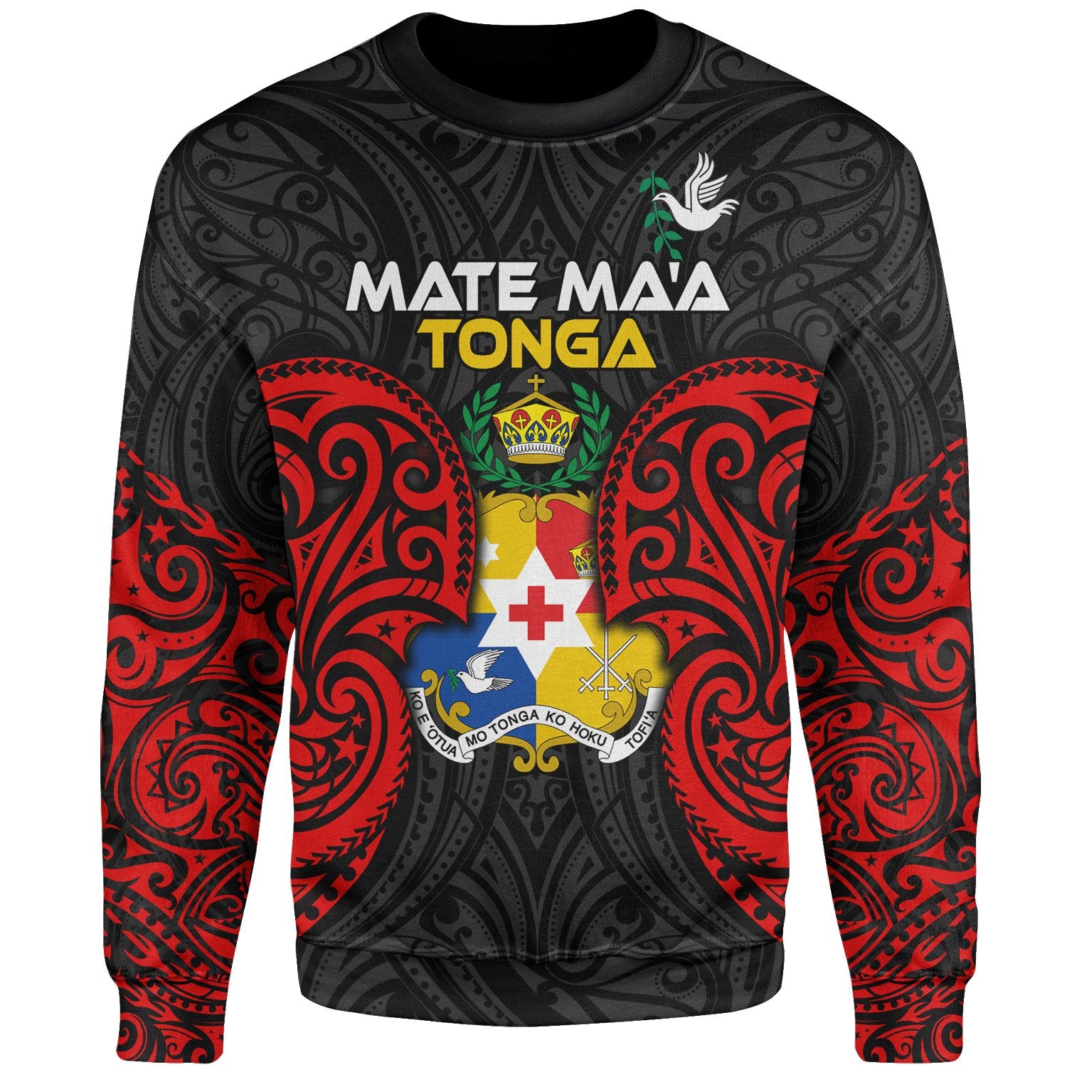 Polynesian Mate Ma'a Tonga Sweashirt - Tongan Spirit Unisex Black - Polynesian Pride