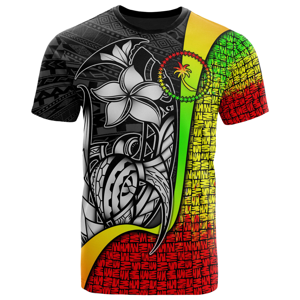 Chuuk Micronesian T Shirt Reggae Turtle with Hook Unisex Reggae - Polynesian Pride