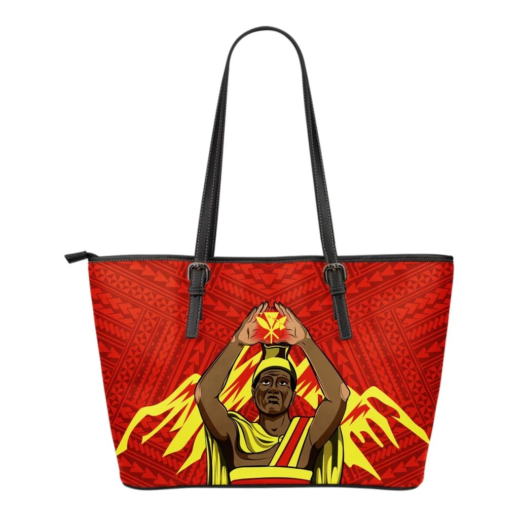 Hawaii Leather Tote (Small) - King Mauna Kea Red - Polynesian Pride