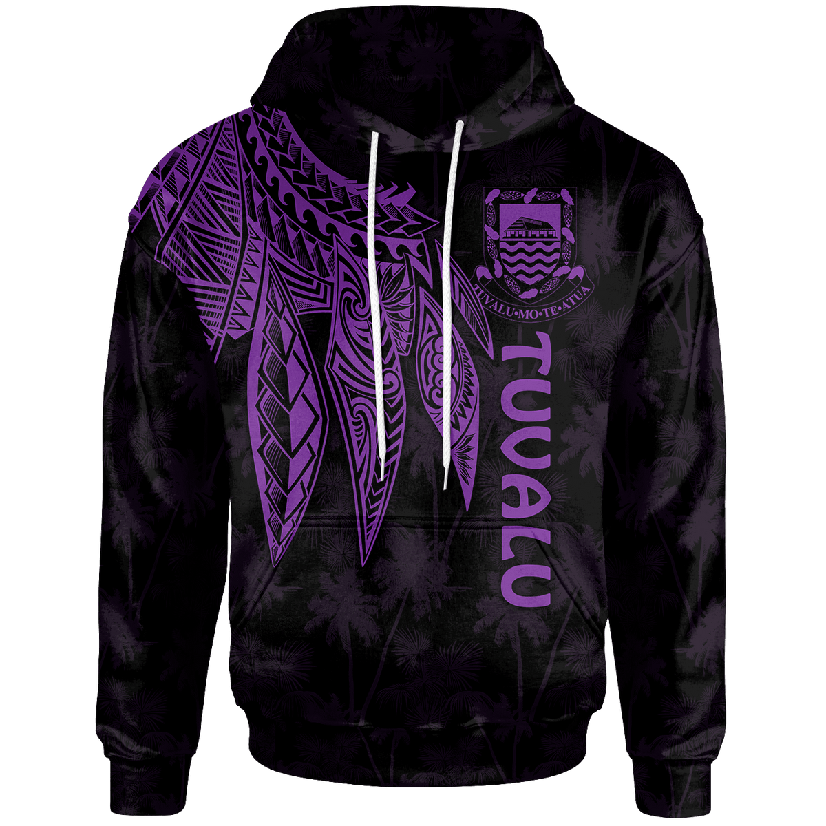 Tuvalu Hoodie Polynesian Wings (Purple) Unisex Purple - Polynesian Pride