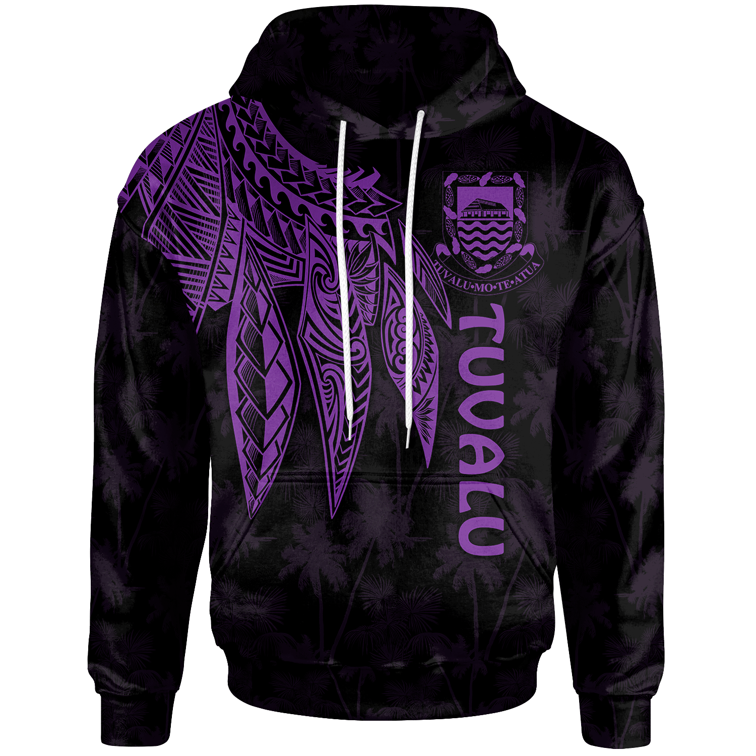 Tuvalu Hoodie Polynesian Wings (Purple) Unisex Purple - Polynesian Pride