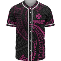 Wallis and Futuna Polynesian Baseball Shirt - Pink Tribal Wave Unisex Pink - Polynesian Pride