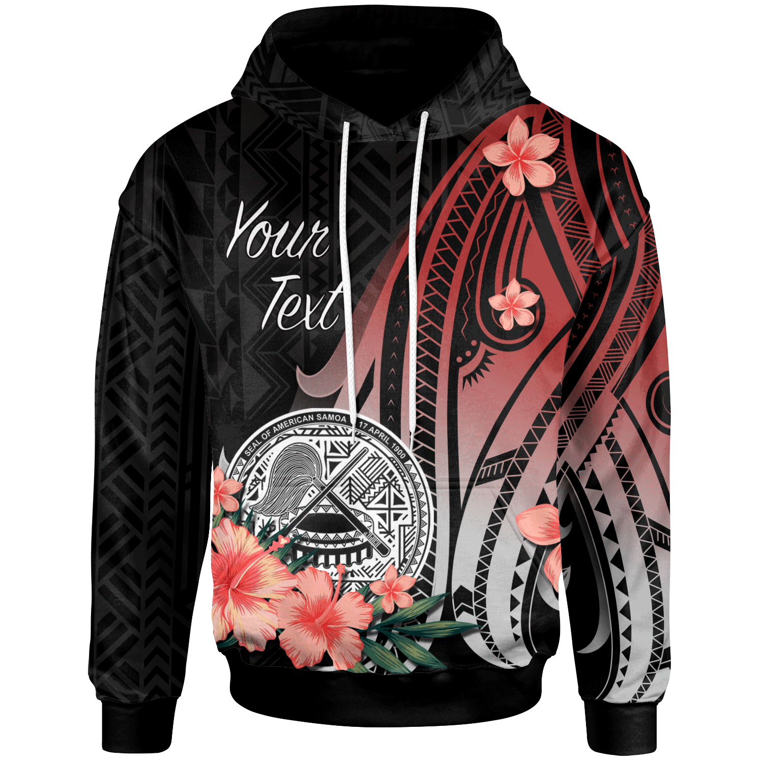 American Samoa Custom Hoodie Red Polynesian Hibiscus Pattern Style Unisex Red - Polynesian Pride