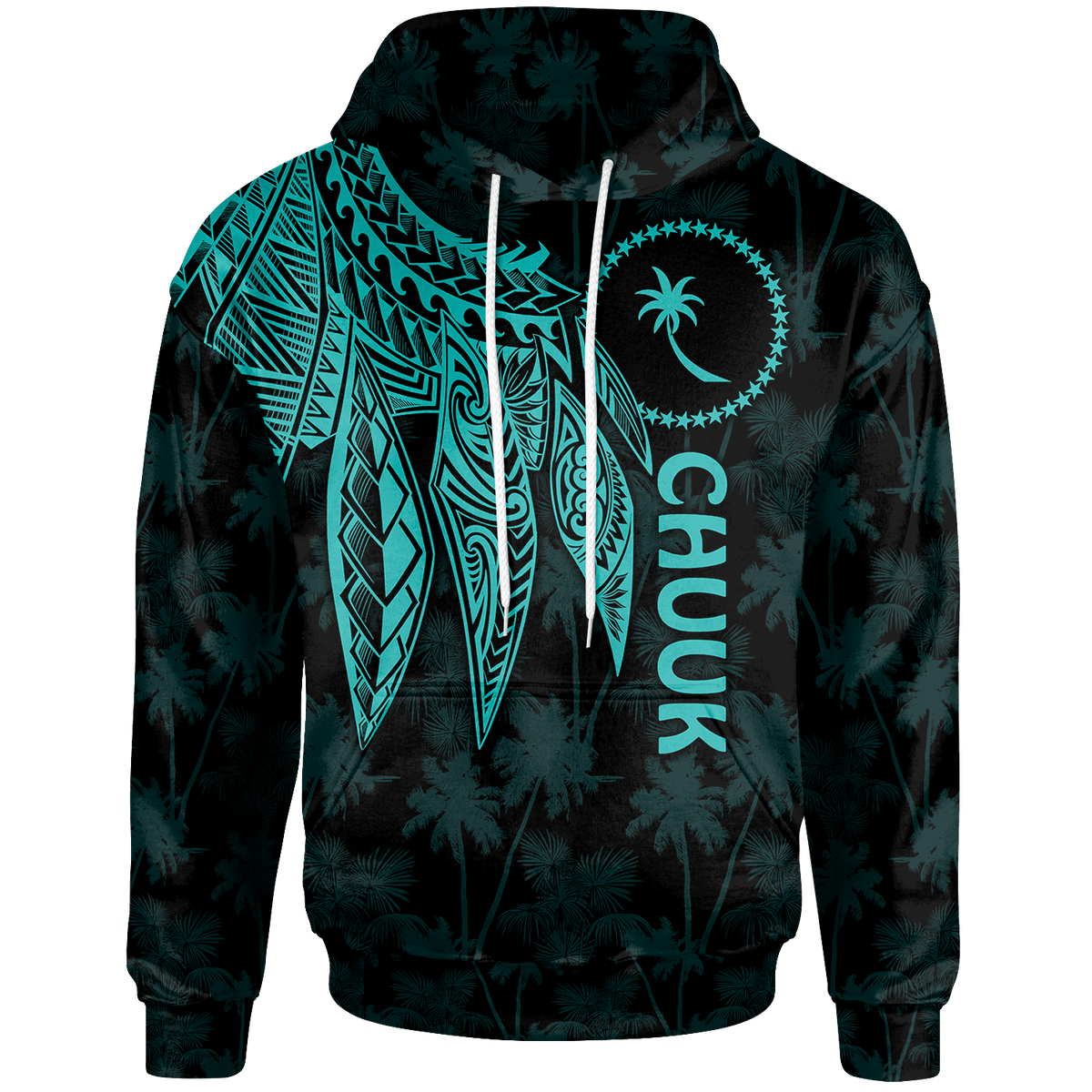 Chuuk Hoodie Polynesian Wings (Turquoise) Unisex Turquoise - Polynesian Pride