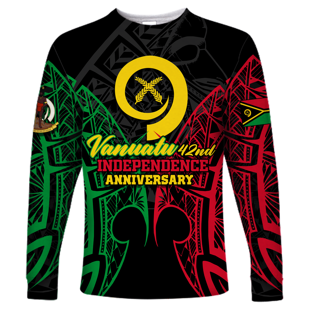 Custom Vanuatu 42nd Independence Anniversary Pride Long Sleeve Shirt - LT12 Unisex Black - Polynesian Pride