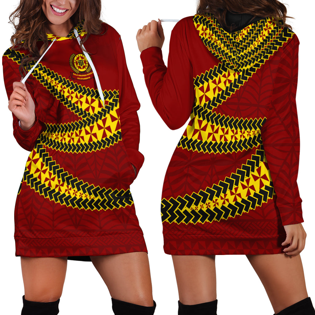 Tonga High School Hoodie Dress - Tongan Patterns - LT20 Black - Polynesian Pride