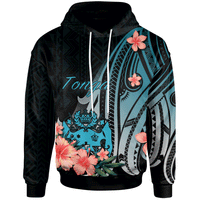 Tonga Hoodie Turquoise Polynesian Hibiscus Pattern Style Unisex Turquoise - Polynesian Pride