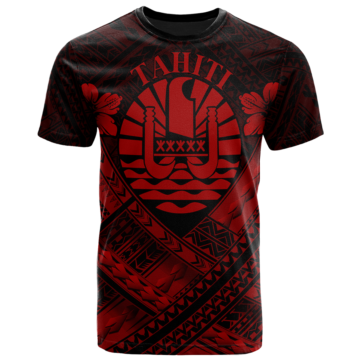 Tahiti Polynesian T Shirt Tahiti Red Seal Camisole Hibiscus Style Unisex Red - Polynesian Pride