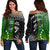 Cook Islands Pattern and New Zealand Kiwi Off Shoulder Sweater LT13 Black - Polynesian Pride