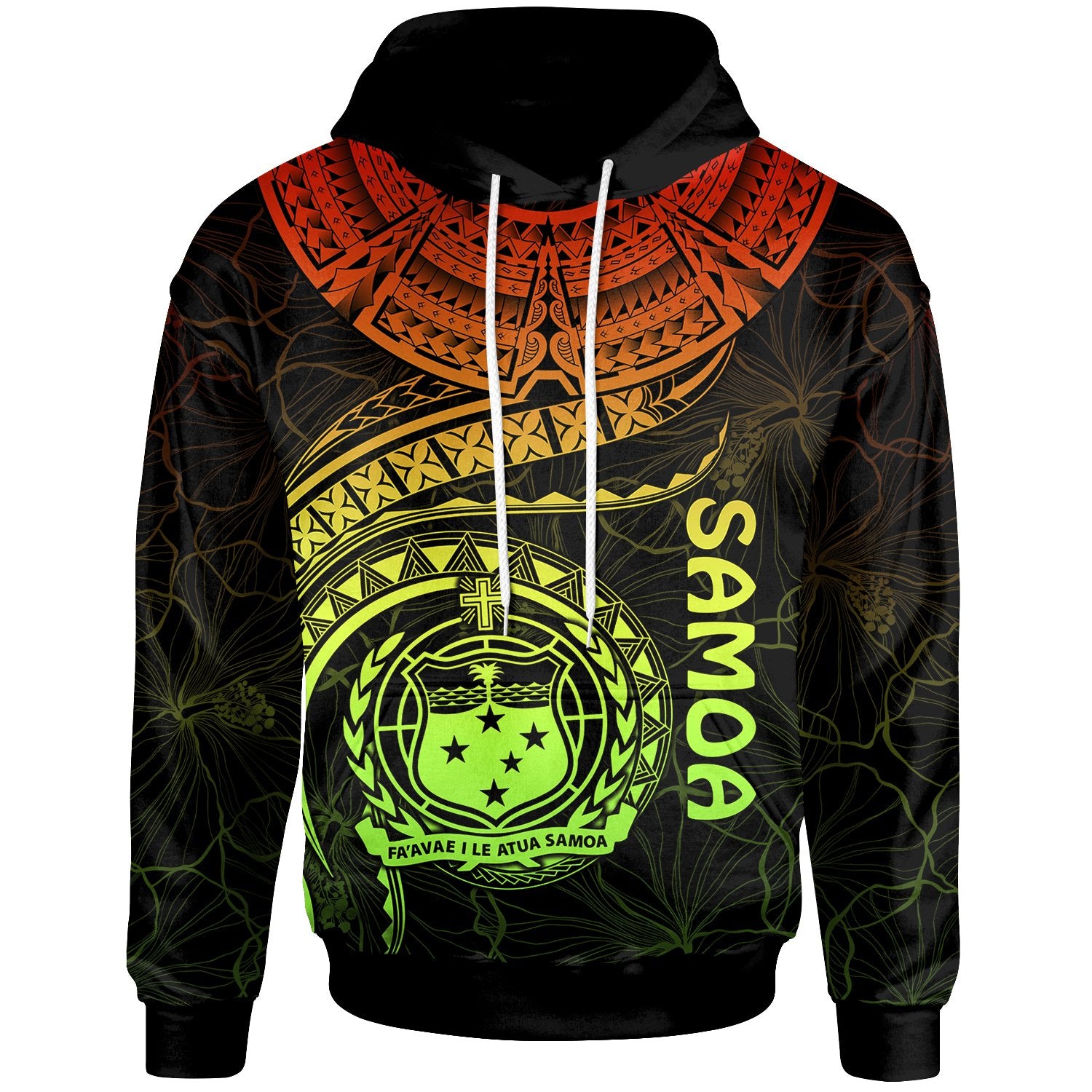 Polynesian Samoa Hoodie Samoan Waves (Reggae) Unisex Reggae - Polynesian Pride