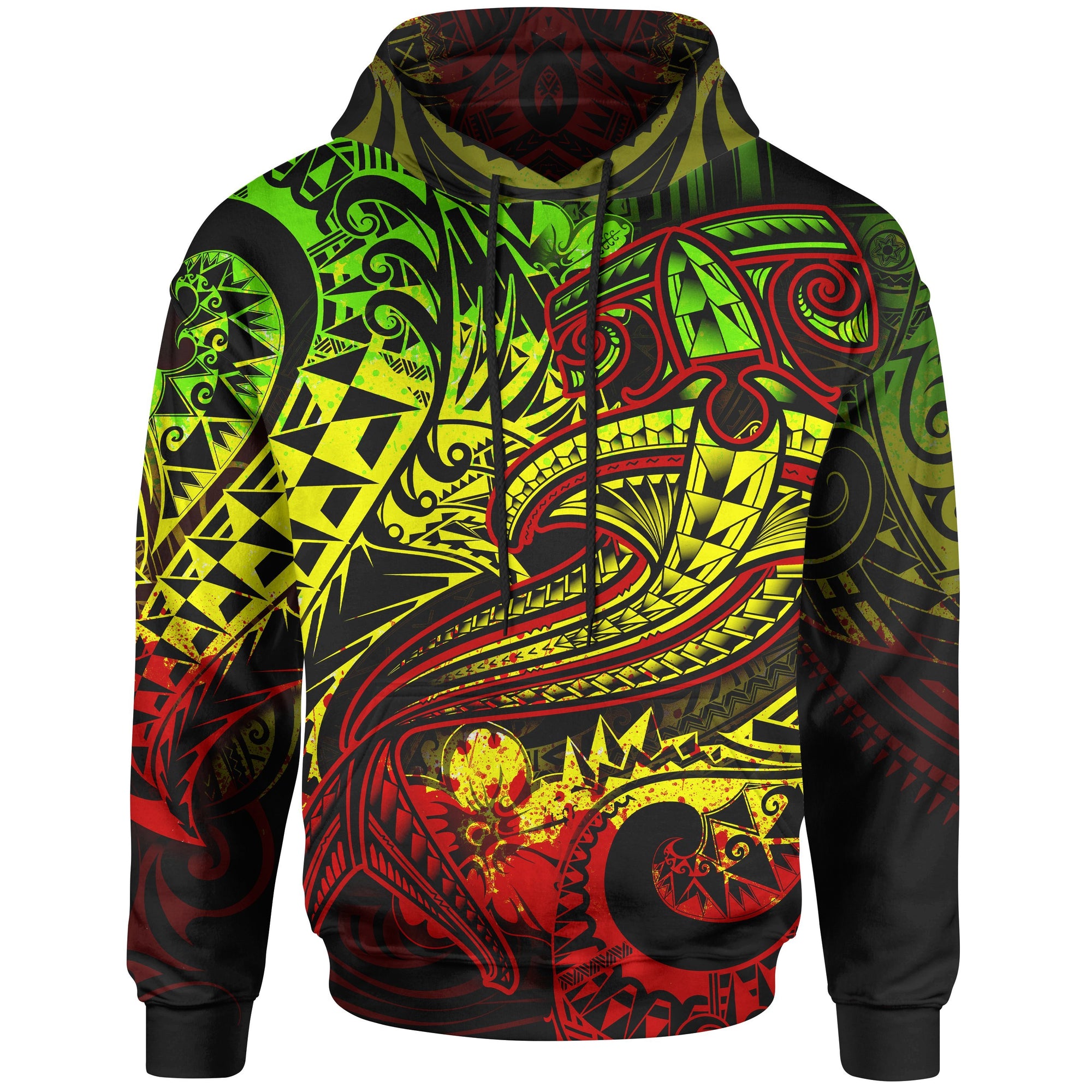 Polynesian Hoodie Reggae Shark Polynesian Tattoo Unisex Reggae - Polynesian Pride