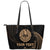 Tahiti Polynesian Custom Personalised Leather Tote Bag - Gold Tribal Wave Black - Polynesian Pride