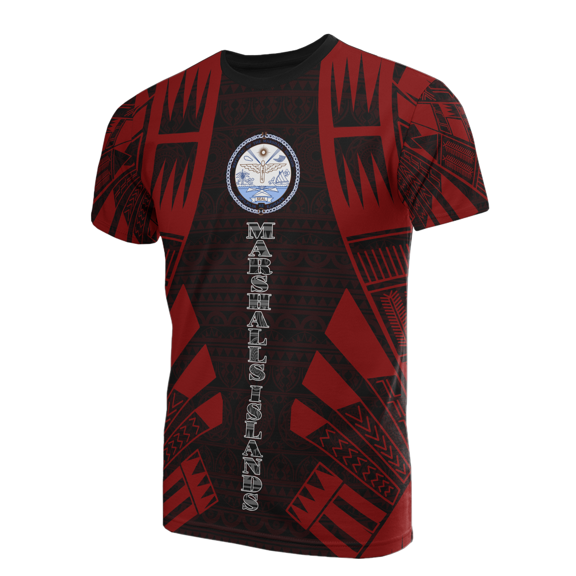 Marshall Islands T Shirt Marshall Islands Seal Polynesian Tattoo Red Style Unisex Red - Polynesian Pride
