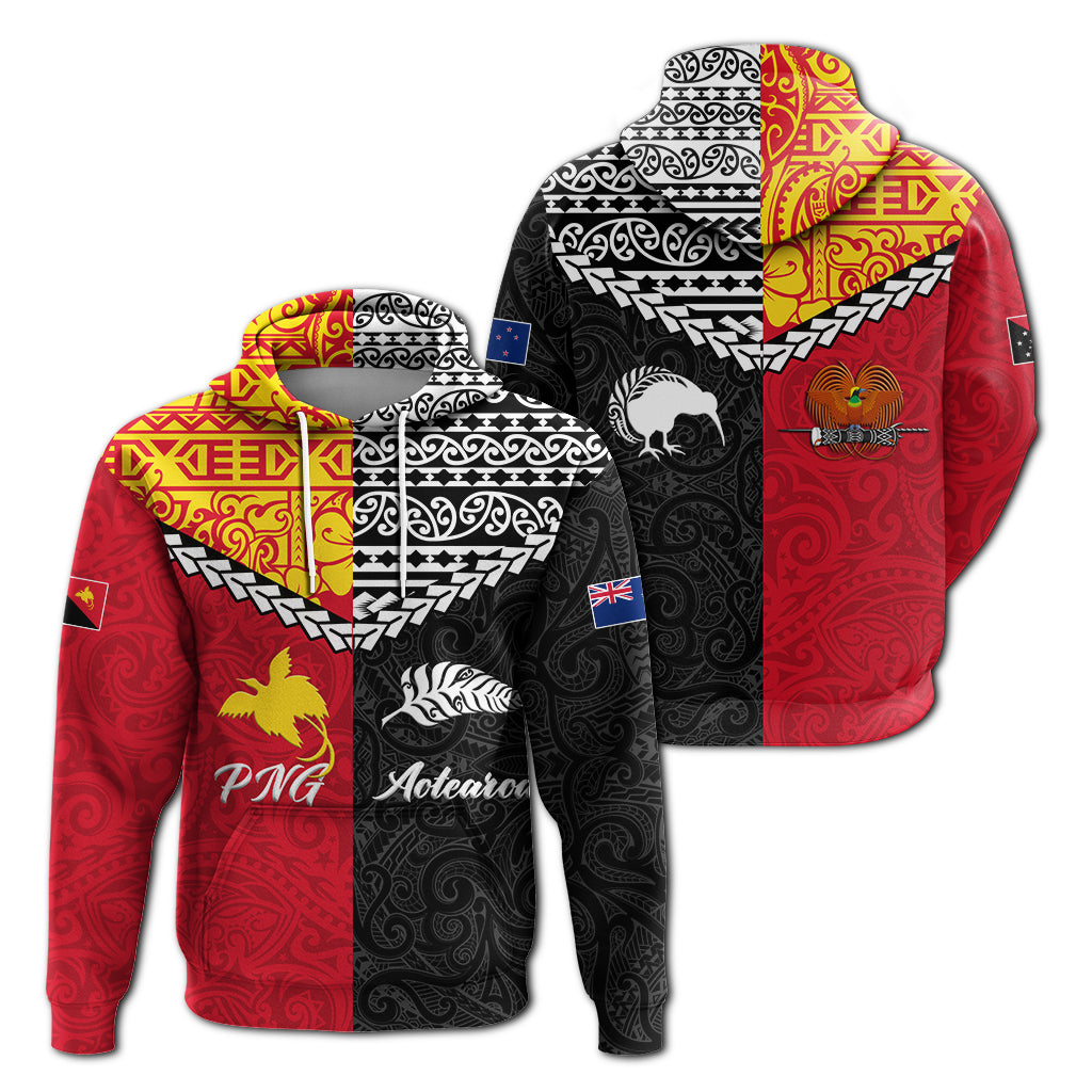 Papua New Guinea Combine New Zealand Maori Aotearoa Heritage Hoodie LT12 Unisex Red - Polynesian Pride