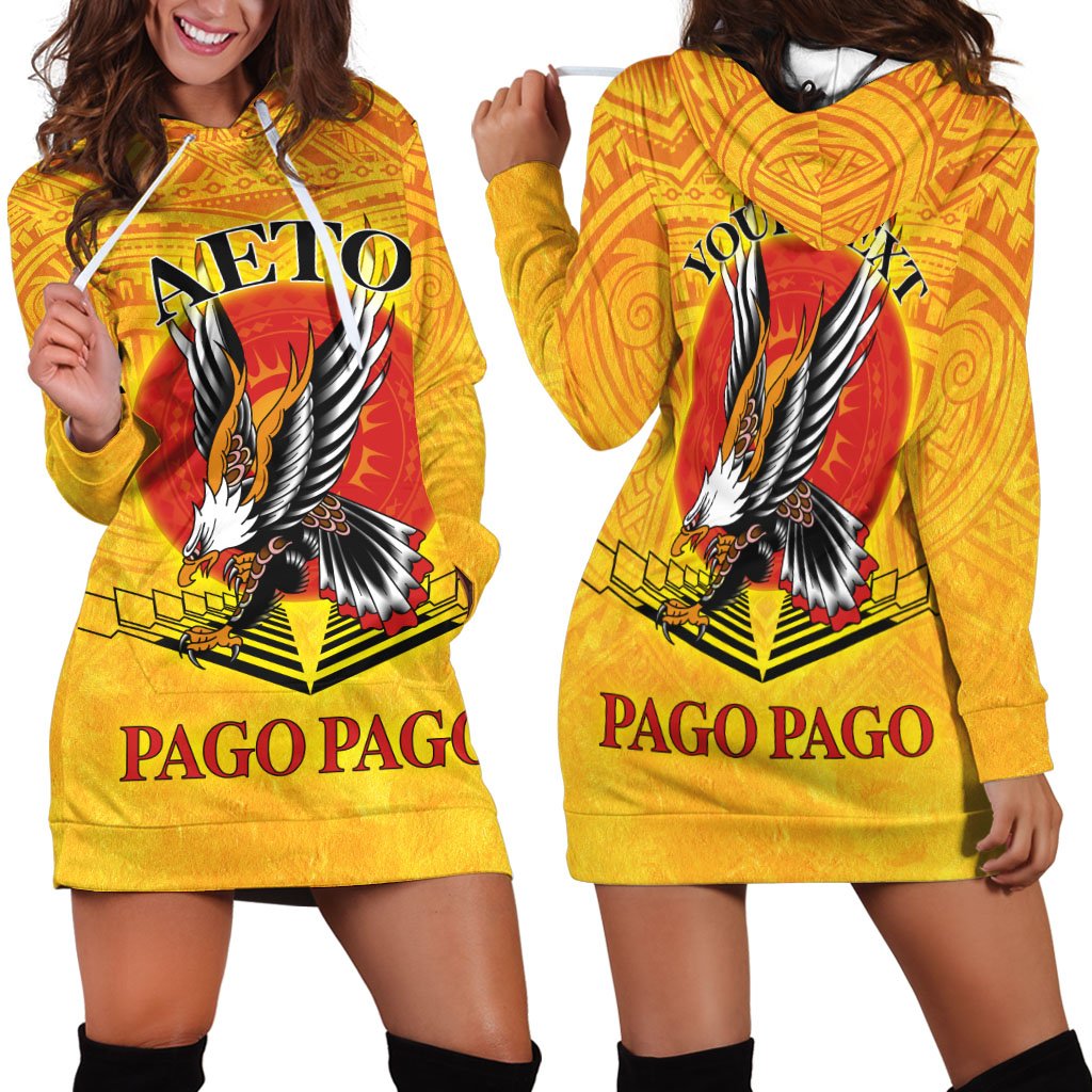 American Samoa Custom Personalised Women's Hoodie Dress - Pago Pago Aeto (Ver 2) Yellow - Polynesian Pride