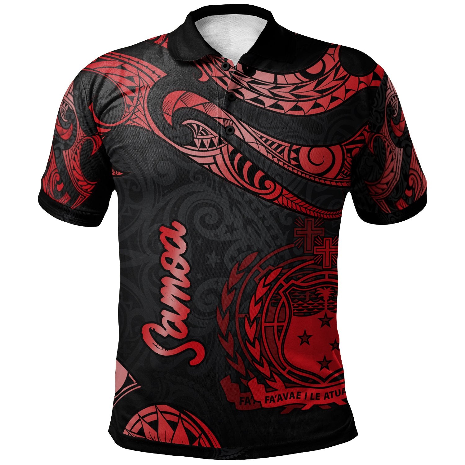 Samoa Polo Shirt Polynesian Tattoo Red Version Unisex Red - Polynesian Pride