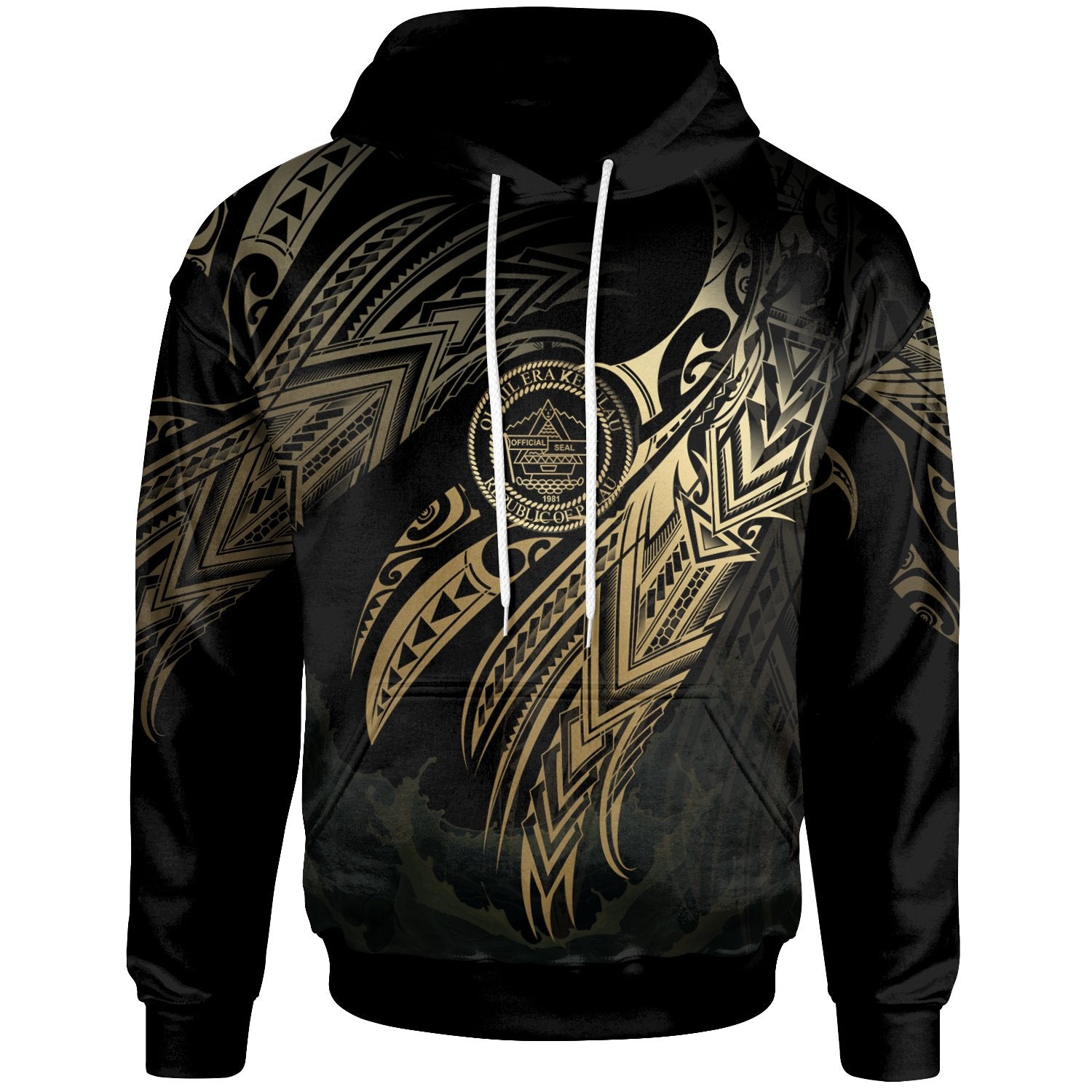 Palau Polynesian Hoodie Legend Gold Version Unisex Black - Polynesian Pride